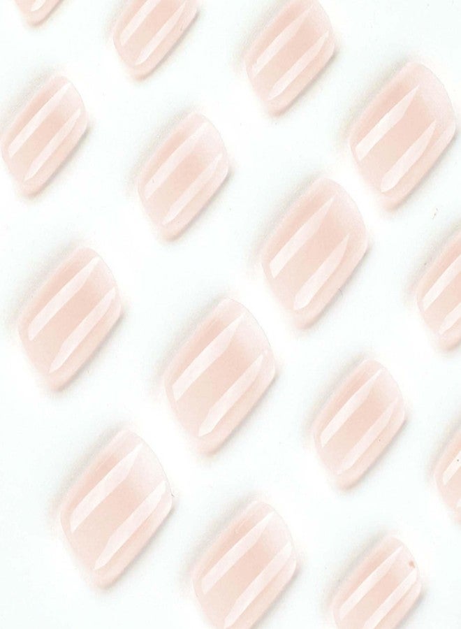 YoYoee Press on Nails -Short Fake Nails Square Nude False Nails Gradient Cute Nails Tips for Women and Girls 24Pcs - Image 3